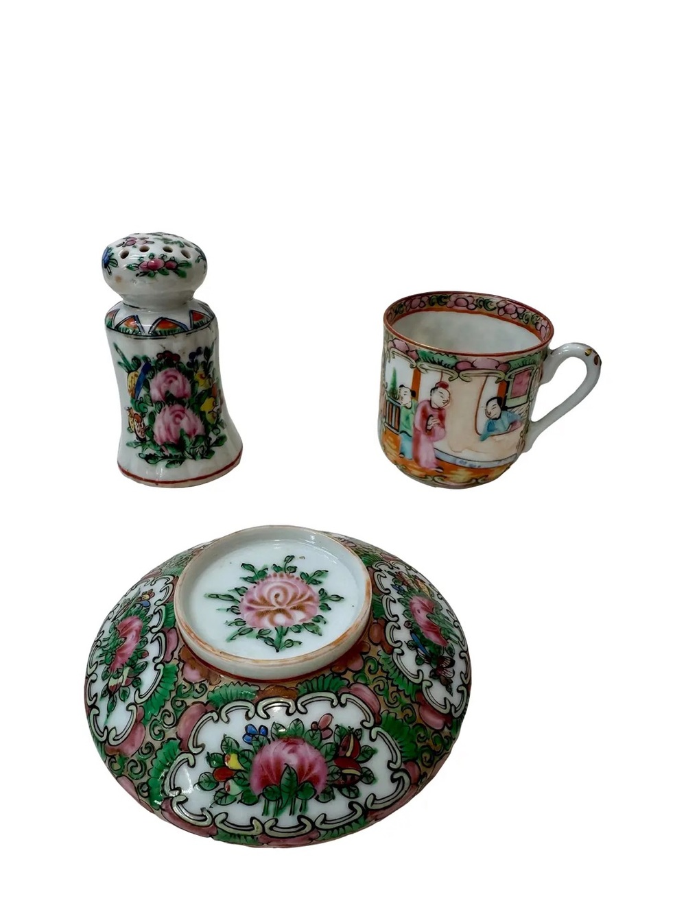 Vintage Rose Medallion Porcelain Replacement Pieces - Set of 3
